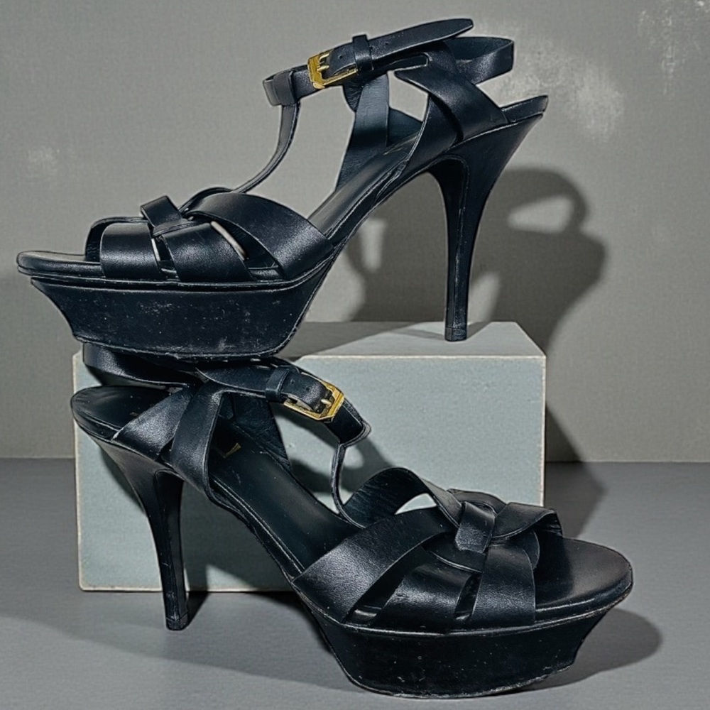 Yves Saint LaurentTribute Black Platform Heels Sandals 6.5 - Picture 5 of 10